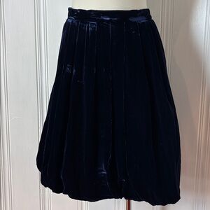LLOYD WILLIAMS Vintage Navy Velvet Balloon Skirt Pleated Bubble Hem Size 11